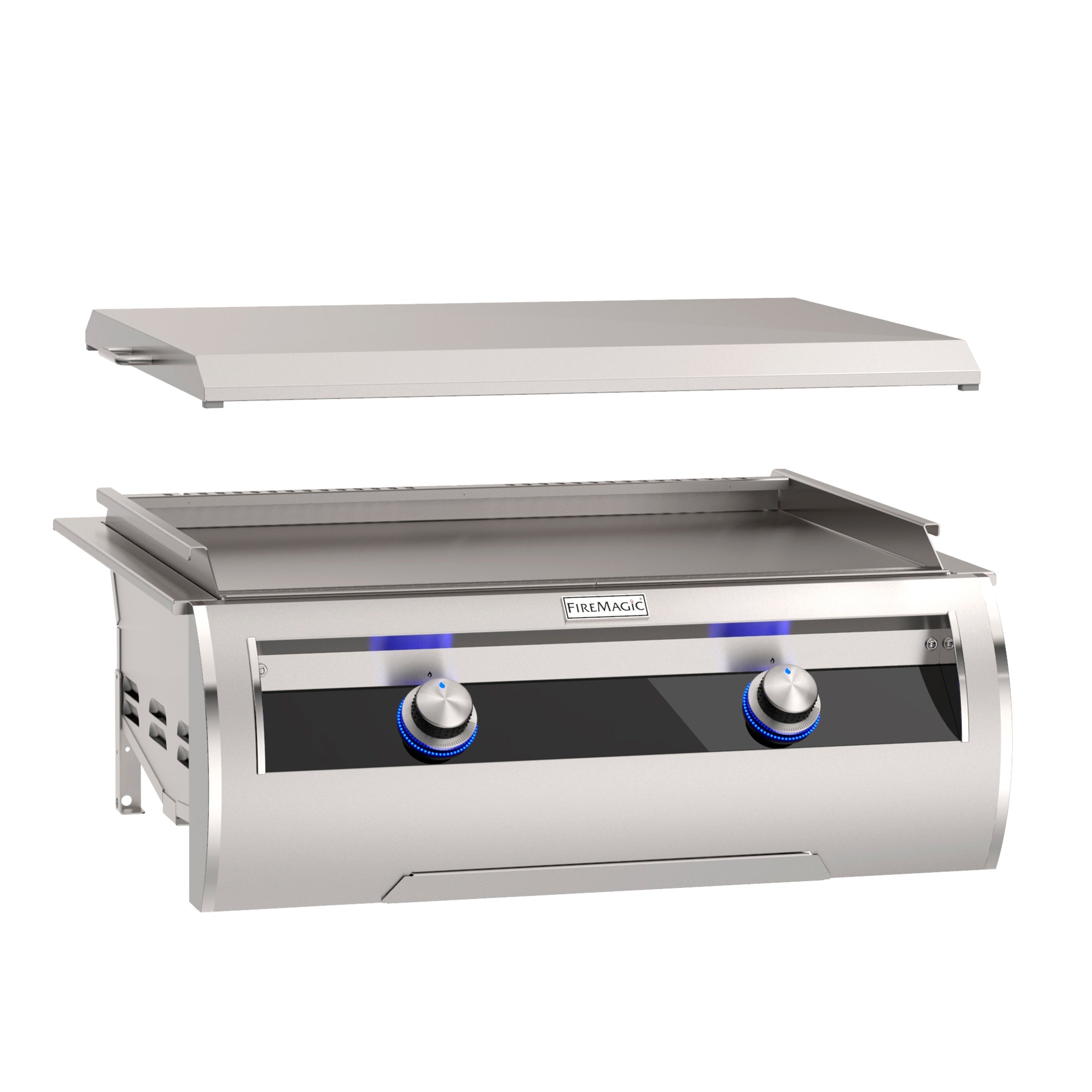 Fire Magic - Echelon Diamond 30" Built-In Gas Griddle with Black Glass Control Panel and Back-Lit Knobs-United Backyard