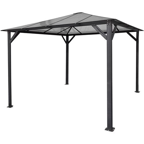 Hanover - 10'x10' Aluminum Gazebo with PC Board Hard Top - Dark Gray-United Backyard