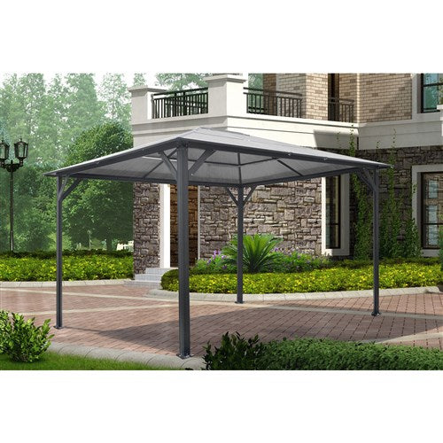 Hanover - 13'x10' Aluminum Gazebo with PC Board Hard Top - Dark Gray-United Backyard