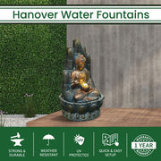 Hanover - 21in Buddha Fountain with Lights - Stone-United Backyard