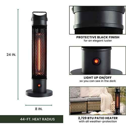 Hanover - 24 in Portable Tabletop Heater-2 heat settings - Black-United Backyard