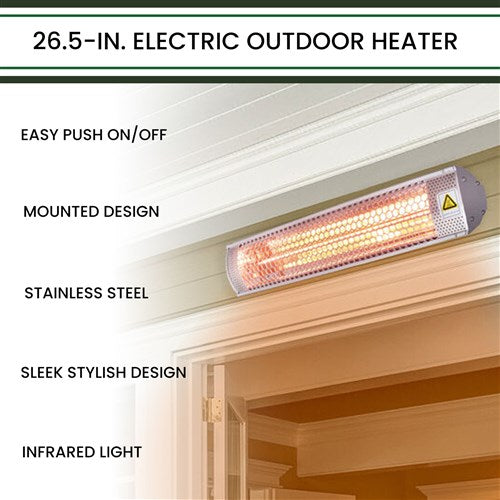 Hanover - 26.5 in Electric Wall/Hanging Heater-2 heat settings with Remote - Black-United Backyard