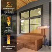 Hanover - 26.5 in Electric Wall/Hanging Heater-2 heat settings, with Remote &tripod - Black-United Backyard