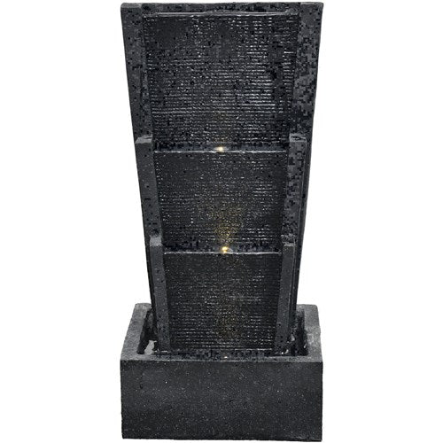 Hanover - 27in Three Tier Vertical Cascade Polyresin Fountain with Lights - Stone-United Backyard