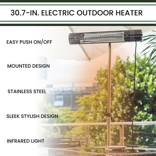 Hanover - 30.7" Electric Infrared Carbon Lamp 2 w/ heat levels and Remote Control - Silver-United Backyard