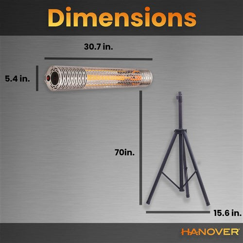 Hanover - 30.7" Electric Infrared Carbon Lamp with Remote Control and Tripod Stand - Silver/Black-United Backyard