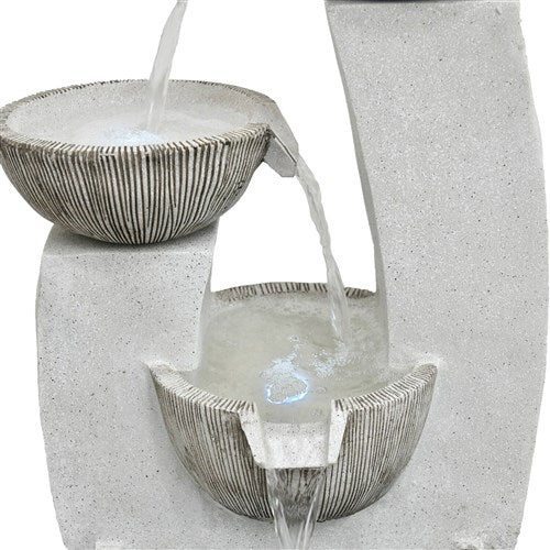 Hanover - 33in Three Tier Cascade Polyresin Fountain with Lights - Stone-United Backyard