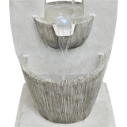 Hanover - 33in Three Tier Cascade Polyresin Fountain with Lights - Stone-United Backyard