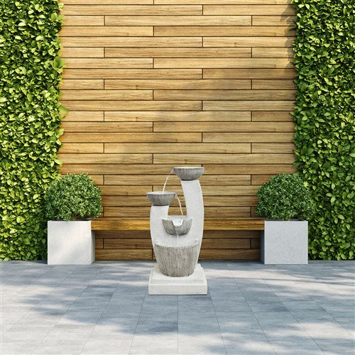 Hanover - 33in Three Tier Cascade Polyresin Fountain with Lights - Stone-United Backyard