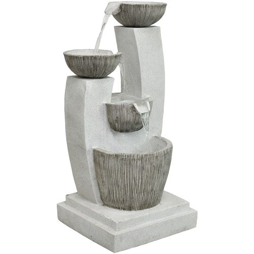 Hanover - 33in Three Tier Cascade Polyresin Fountain with Lights - Stone-United Backyard