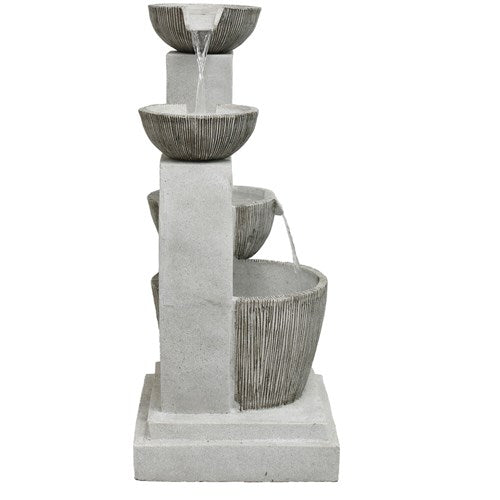 Hanover - 33in Three Tier Cascade Polyresin Fountain with Lights - Stone-United Backyard