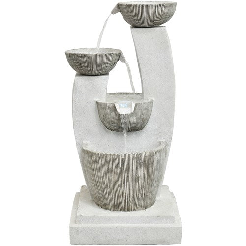 Hanover - 33in Three Tier Cascade Polyresin Fountain with Lights - Stone-United Backyard