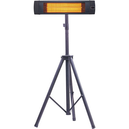 Hanover - 34.6" Electric Carbon Lamp w/Three Heat Levels, Remote and Tripod Stand - Black-United Backyard