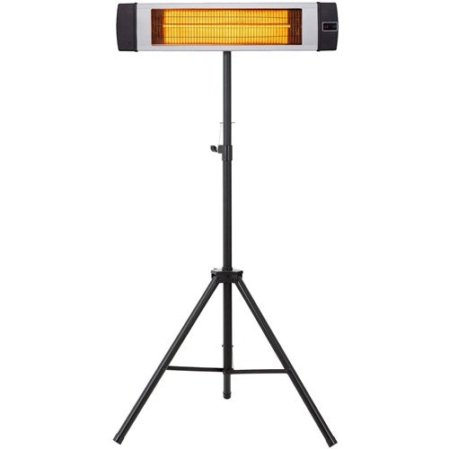 Hanover - 34.6" Electric Carbon Lamp w/Three Heat Levels, Remote and Tripod Stand - Silver-United Backyard