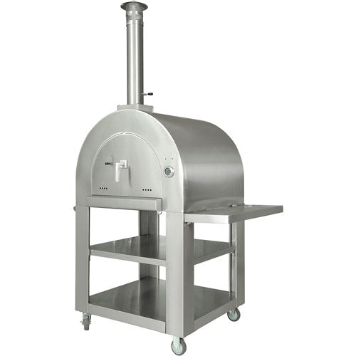 Hanover - 35" Wood Burning Pizza Oven Dome and Cart - Stainless-United Backyard