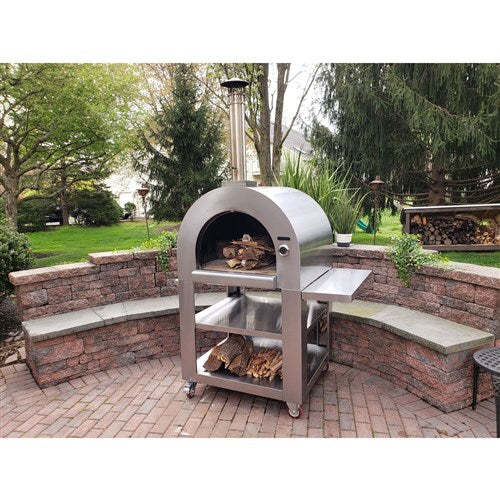 Hanover - 35" Wood Burning Pizza Oven Dome and Cart - Stainless-United Backyard