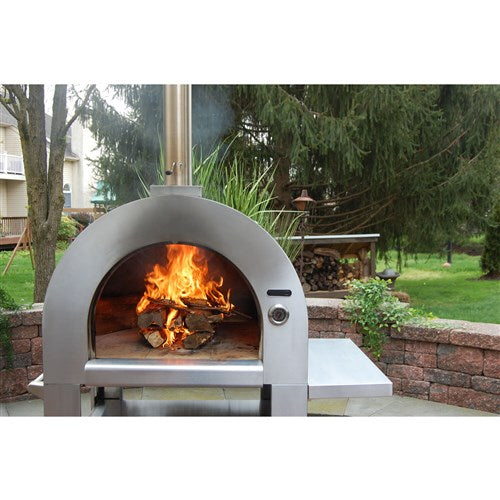 Hanover - 35" Wood Burning Pizza Oven Dome and Cart - Stainless-United Backyard