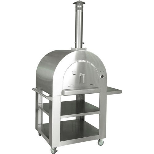 Hanover - 35" Wood Burning Pizza Oven Dome and Cart - Stainless-United Backyard