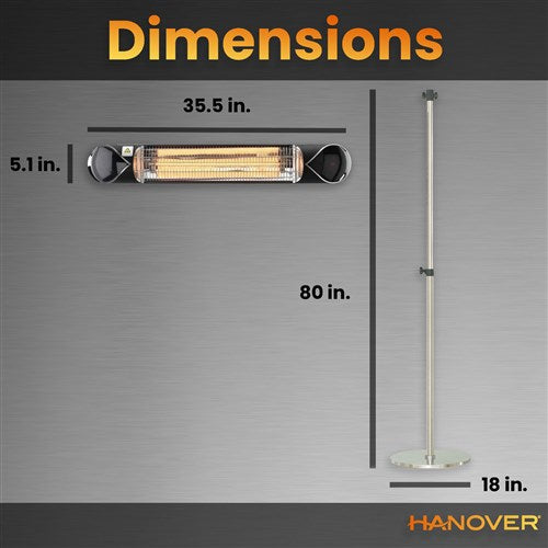 Hanover - 35.4" Carbon Lamp w/ 3 Power Settings, Remote Control and Stand - Black/Silver-United Backyard