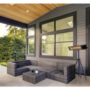 Hanover - 35.4" Carbon Lamp w/ 3 Power Settings, Remote, and Tripod Stand - Silver/Black-United Backyard