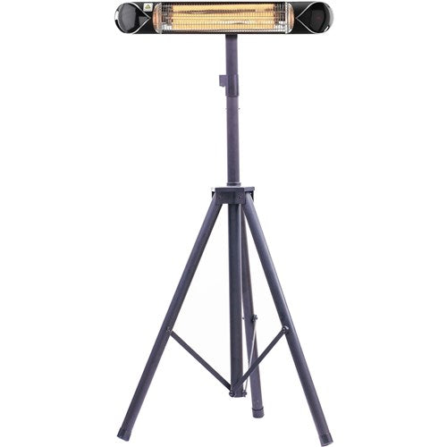 Hanover - 35.4" Carbon Lamp w/ 3 Power Settings, Remote, and Tripod Stand - Silver/Black-United Backyard