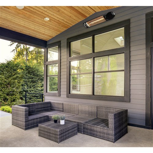 Hanover - 35.4" Carbon Lamp with Three Power Settings and Remote Control - Black/Silver-United Backyard