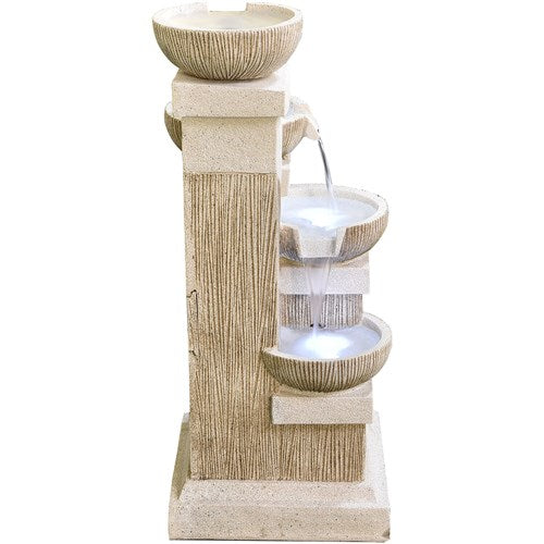 Hanover - 35in 3 tier Cascade Fountain with Lights - Stone-United Backyard