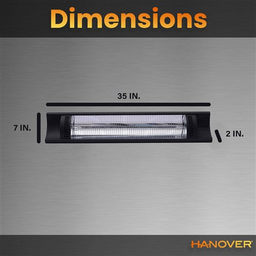 Hanover - 35in Carbon Fiber Lamp. 4 Power Settings and Remote-With Pole - Black-United Backyard