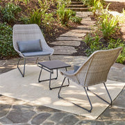 Hanover - 3pc Seating Set: 2 steel side chairs, accent table - Gray-United Backyard