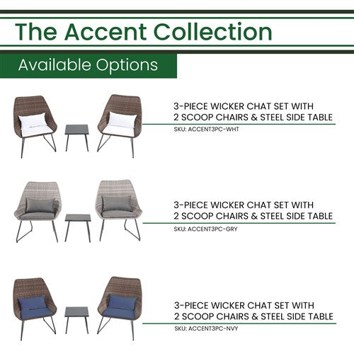 Hanover - 3pc Seating Set: 2 steel side chairs, accent table - Gray-United Backyard