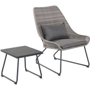 Hanover - 3pc Seating Set: 2 steel side chairs, accent table - Gray-United Backyard