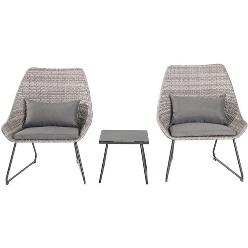 Hanover - 3pc Seating Set: 2 steel side chairs, accent table - Gray-United Backyard