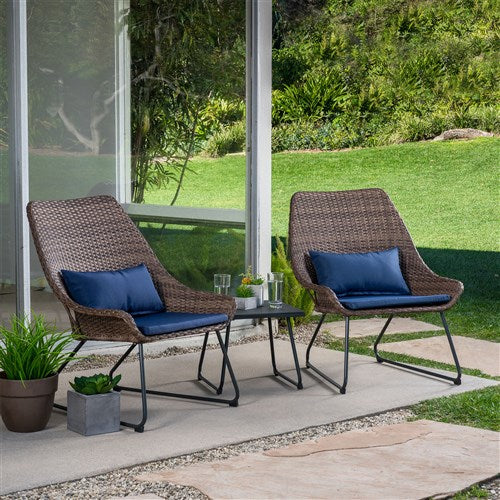 Hanover - 3pc Seating Set: 2 steel side chairs, accent table - Steel/Navy-United Backyard