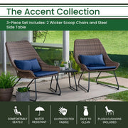 Hanover - 3pc Seating Set: 2 steel side chairs, accent table - Steel/Navy-United Backyard