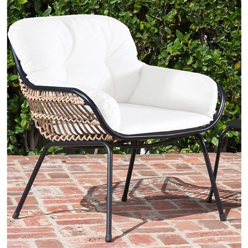 Hanover - 3pc Seating Set: 2 steel side chairs, accent table - Steel/White-United Backyard