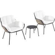 Hanover - 3pc Seating Set: 2 steel side chairs, accent table - Steel/White-United Backyard