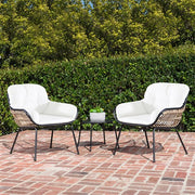 Hanover - 3pc Seating Set: 2 steel side chairs, accent table - Steel/White-United Backyard