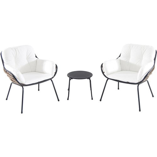 Hanover - 3pc Seating Set: 2 steel side chairs, accent table - Steel/White-United Backyard