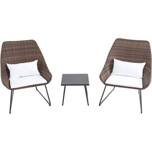 Hanover - 3pc Seating Set: 2 steel side chairs, accent table - Steel/White-United Backyard