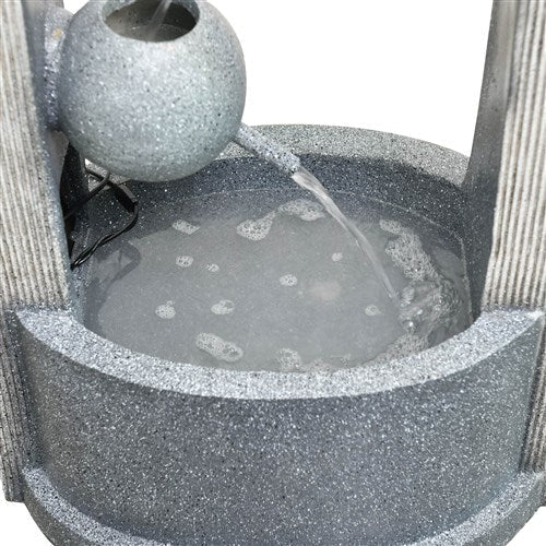 Hanover - 40in Three Tier Cascade Polyresin Fountain with Lights - Stone-United Backyard