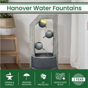 Hanover - 40in Three Tier Cascade Polyresin Fountain with Lights - Stone-United Backyard