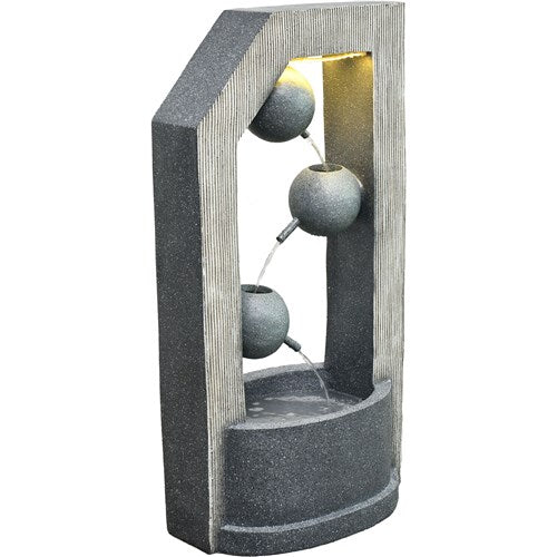 Hanover - 40in Three Tier Cascade Polyresin Fountain with Lights - Stone-United Backyard