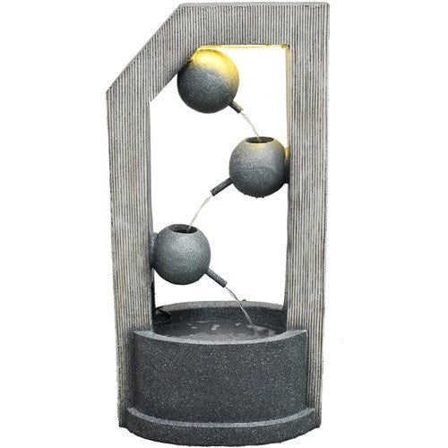 Hanover - 40in Three Tier Cascade Polyresin Fountain with Lights - Stone-United Backyard