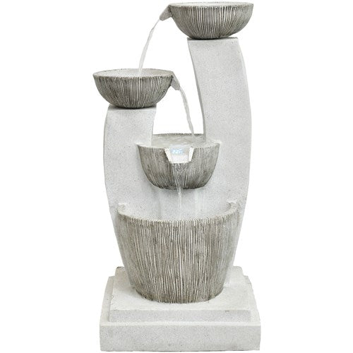 Hanover - 42in Three Tier Cascade Polyresin Fountain with Lights - Stone-United Backyard