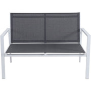 Hanover - 4pc Seating Set: sling loveseat, 2 sling side chairs, coffee table - White/Gray-United Backyard