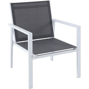 Hanover - 4pc Seating Set: sling loveseat, 2 sling side chairs, coffee table - White/Gray-United Backyard
