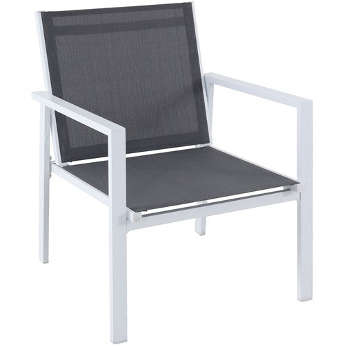 Hanover - 4pc Seating Set: sling loveseat, 2 sling side chairs, coffee table - White/Gray-United Backyard