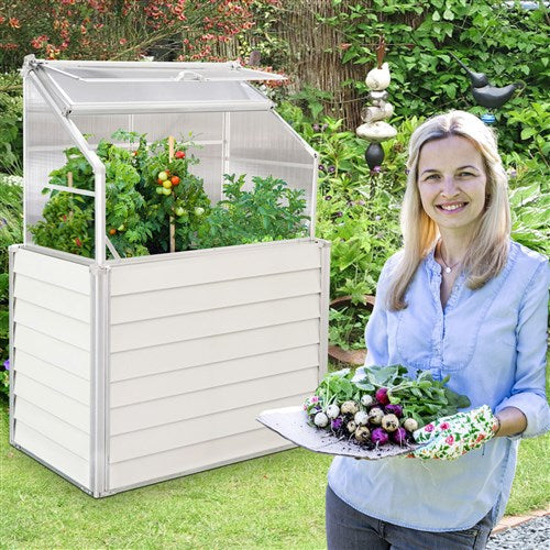 Hanover - 5.5' Raised Garden Bed/Greenhouse, Single, 47"x24.4"x66.6" - White-United Backyard