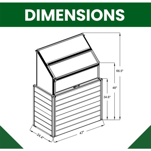 Hanover - 5.5' Raised Garden Bed/Greenhouse, Single, 47"x24.4"x66.6" - White-United Backyard