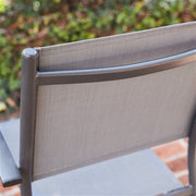 Hanover - 5pc Dining set: 4 alum sling dining chairs, Square slat top dining table - Gray/Aluminium-United Backyard